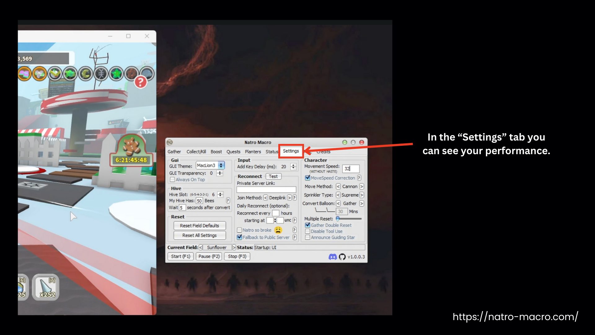 Natro Macro Settings Tab